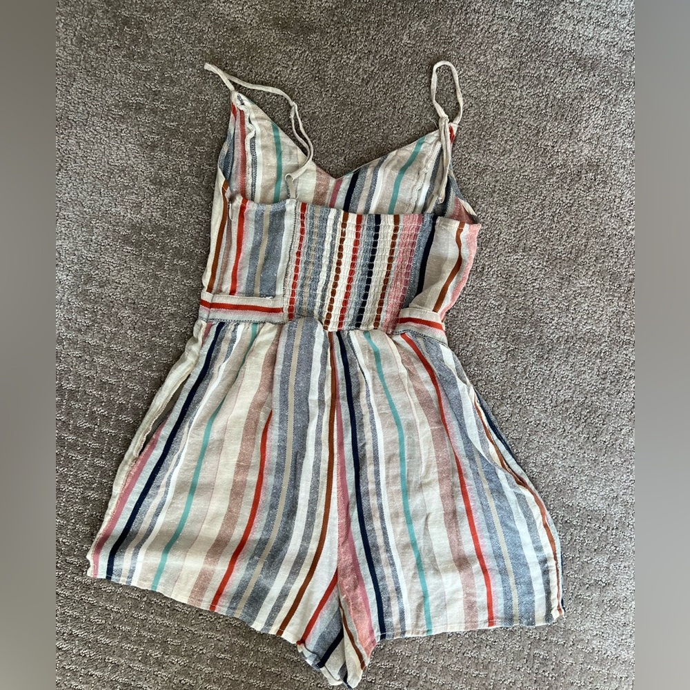 American Eagle colorful striped linen romper XXS - Picture 2 of 3